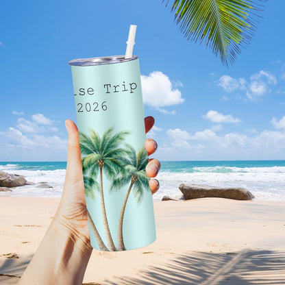 Girl Trip Gifts for Women, Personalized Girls Trip Tumblers with Name Text, Custom Beach Tumbler, Road Trips Vacation Cruise Cup with Lid and Straw, Bachelorette Party Girl Weekend Gift For Friend