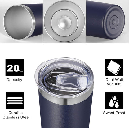 VEGOND Stainless Steel Skinny Tumbler, 20 oz Vacuum Insulated Tumbler with Lid and Straw, Double Wall Coffee Cup, Travel Mug for Cold Hot Drinks, Light Pink 1 Pack