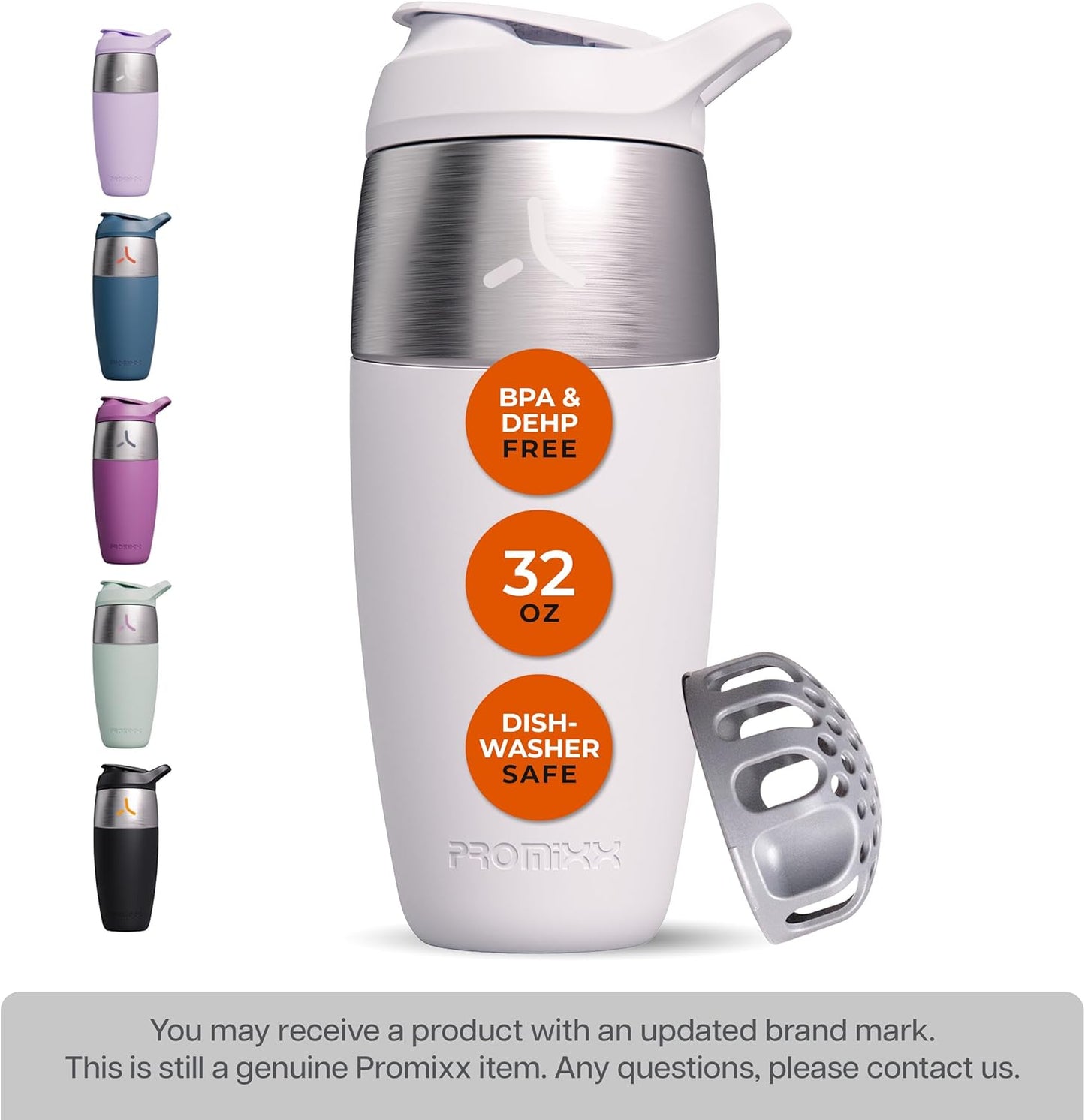 32oz Stainless Steel Protein Shaker Bottle – Leak-Proof Metal Shaker Cup with Snap-Fit Agitator for Smooth, Clump-Free Shakes – BPA-Free, Odor Resistant, Easy to Clean