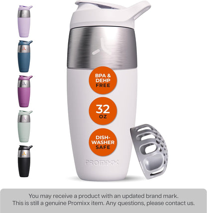 32oz Stainless Steel Protein Shaker Bottle – Leak-Proof Metal Shaker Cup with Snap-Fit Agitator for Smooth, Clump-Free Shakes – BPA-Free, Odor Resistant, Easy to Clean