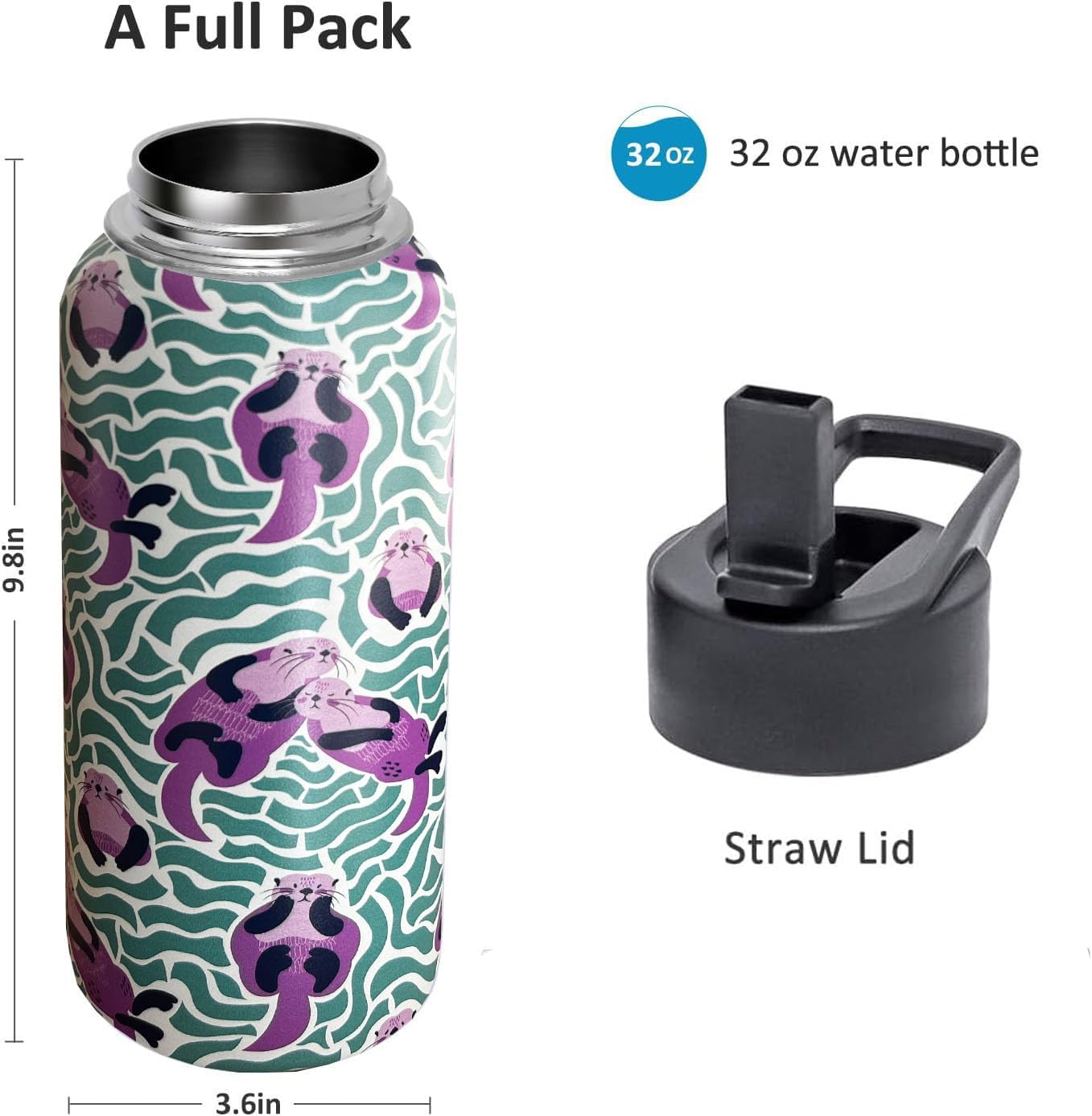 32oz Pickleball Water Bottle Insulated Vacuum Stainless Steel Tumbler Travel Mugs With Straw for Game Sport,Pickleball Accessories