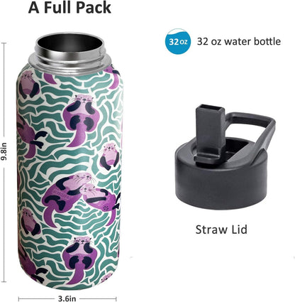32oz Pickleball Water Bottle Insulated Vacuum Stainless Steel Tumbler Travel Mugs With Straw for Game Sport,Pickleball Accessories