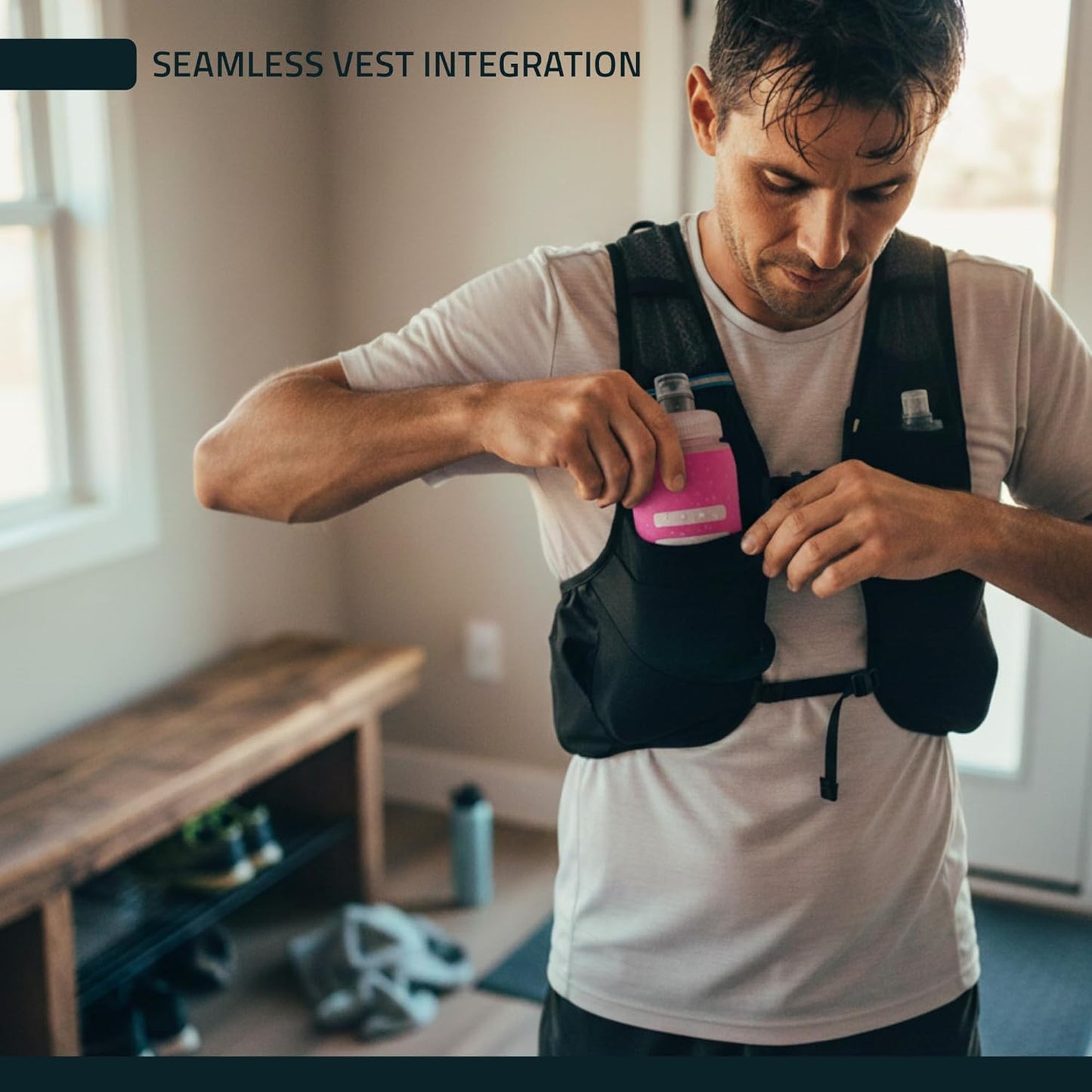 FITLY Soft Flask - Shrink As You Drink Soft Water Bottle for Hydration Pack - Folding Water Bottle Ideal for Running, Hiking, Cycling, Climbing & Rigorous Activity