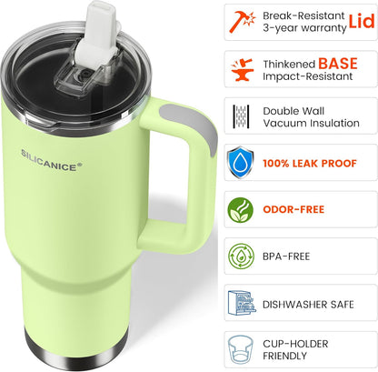 30oz Hygienic Insulated Tumbler with Handle — 100% Leakproof Lid with Removable Spout & Straw, Reinforced Vacuum-Protection Base, Cup Holder Friendly, for Travel/Gym/Office- Black