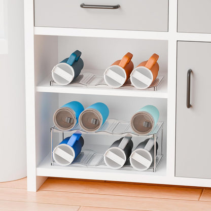 Yieach Larger Compartments Stackable Water Bottle Organizer for 40 oz Stanley Cup Holder,Yeti and Other Tumbler Organizer,3 Tier Wine Rack and Waterbottle Storage Rack for Kitchen Cabinets,Countertop