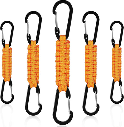 Ferraycle 5 Pcs Paracord Keychain Carabiner Clip Braided Lanyard Water Bottle Clips Tactical Keychain Backpack Accessories