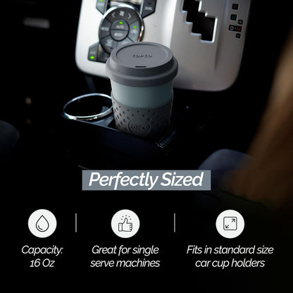 Copco Acadia 16oz Travel Mug with Lid, Set of 2 Double Wall Insulated Tumbler, Non-Slip Sleeve and BPA-Free - Microwave & Dishwasher Safe, Reusable Plastic To Go Travel Coffee Mug (Navy/Blue)