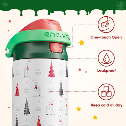 ENCOOL Leakproof Insulated Water Bottle with Straw Dual-Sip Water Bottle Bag-Safe Design for Work, Commute & Gym – Keeps Drinks Cold All Day, 24 oz, Lemonade Pink - Colors A