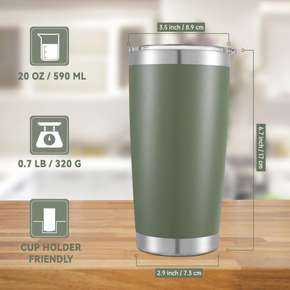 20 oz Tumblers Bulk Stainless Steel Tumbler with Lid Double Wall Vacuum Insulated Coffee Mug 20oz Powder Coated Cup for Hot and Cold Drinks, Stainless, 6 pack