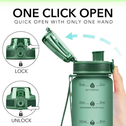 32oz Water Bottle with Time Marker, Motivational Drinking Bottle with Strap, BPA-Free Leak-Proof, Encouraging Water Bottle Time to Drink Water for Gym School Office Travel