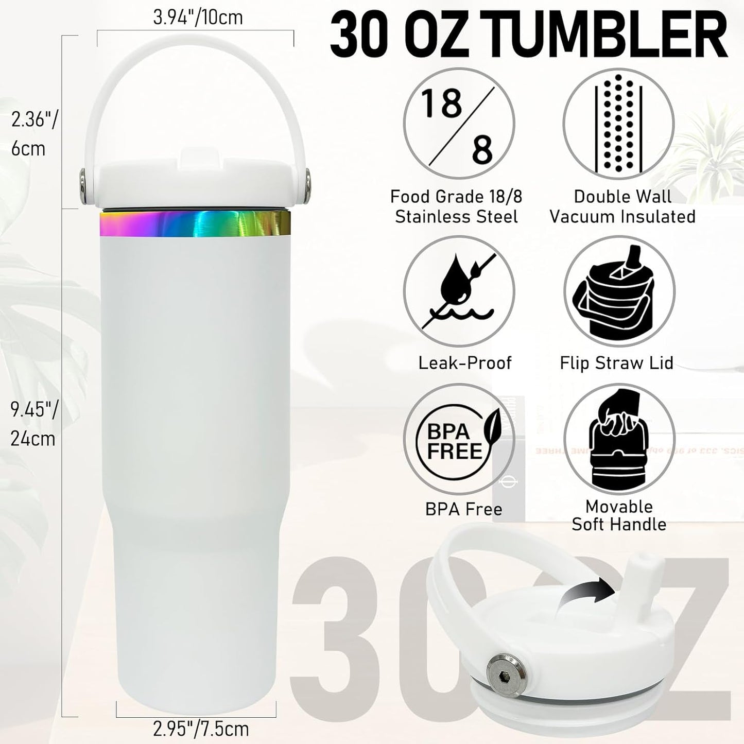 30 oz Tumbler Bulk with Handle and Straw, Vacuum Insulated Tumblers with Flip Straw and Top Handle, Leakproof Powder Coated Tumbler, Stainless Steel Travel Mug for Coffee (Black, 1 Pack)