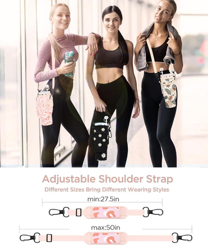 dabria Water Bottle Carrier Bag with Phone Pocket for Stanley 40/30 oz Tumbler Neoprene Water Bottle Holder Pouch with Adjustable Strap Bollus with Straw Cover for Stanley Cup Accessories