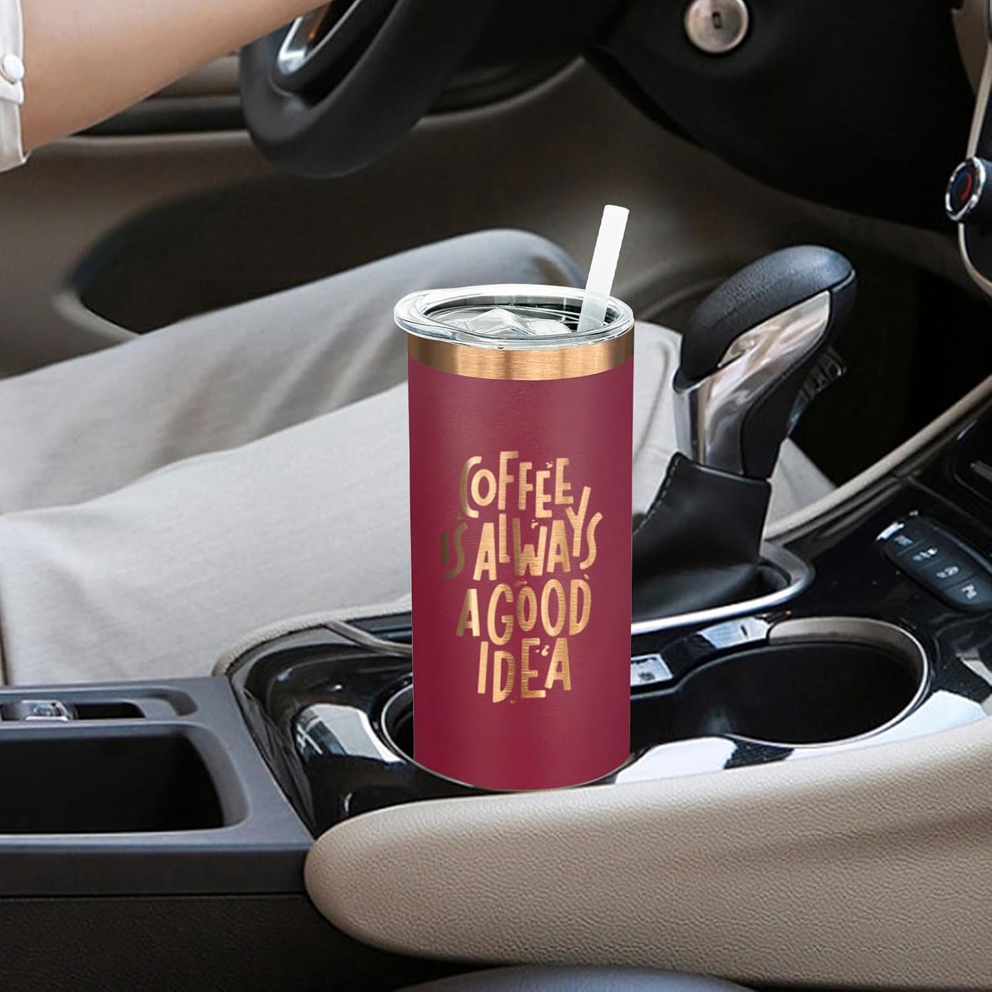 20 oz Skinny Tumblers Bulk, Stainless Steel Insulated Tumbler with Lids and Straws, Slim Double Wall Powder Coated Travel Coffee Mugs Reusable Cup for Hot Cold Drinks (Black,1 pack)