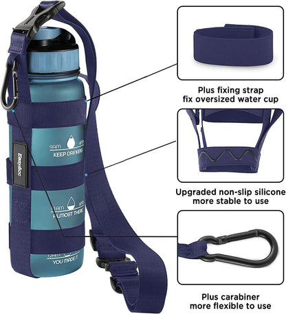 EasyAcc Water Bottle Holder Strap Sling, for Owala FreeSip 24 32 40 oz, Hydro Flask, Cirkul, Yeti, Stanley Flip, Universal Water Bottles, with Carabiner, for Walking Curise Travel (Bottle Excluded)