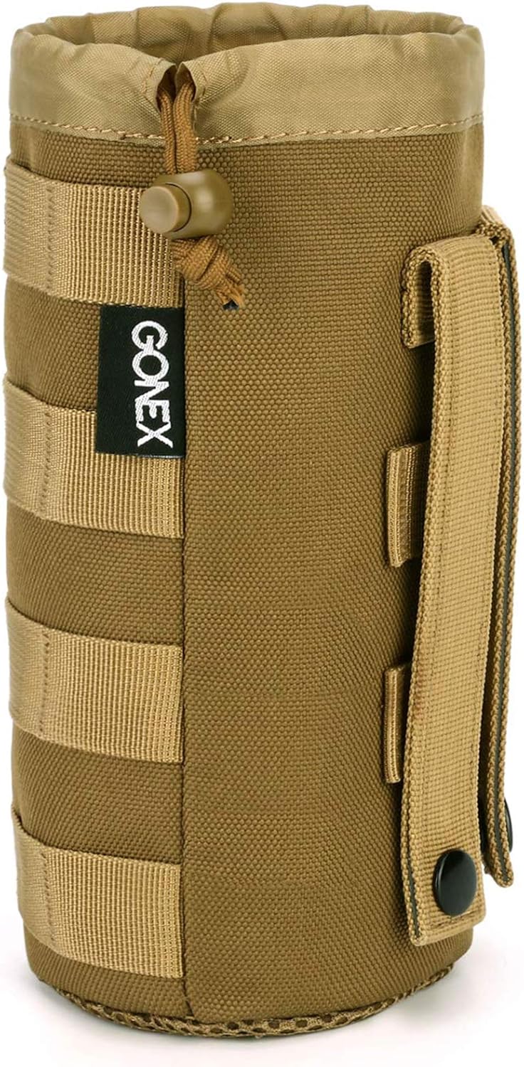 Gonex Tactical MOLLE Water Bottle Pouch, Drawstring Open Top & Mesh Bottom Travel Water Bottle Bag Hydration Carrier