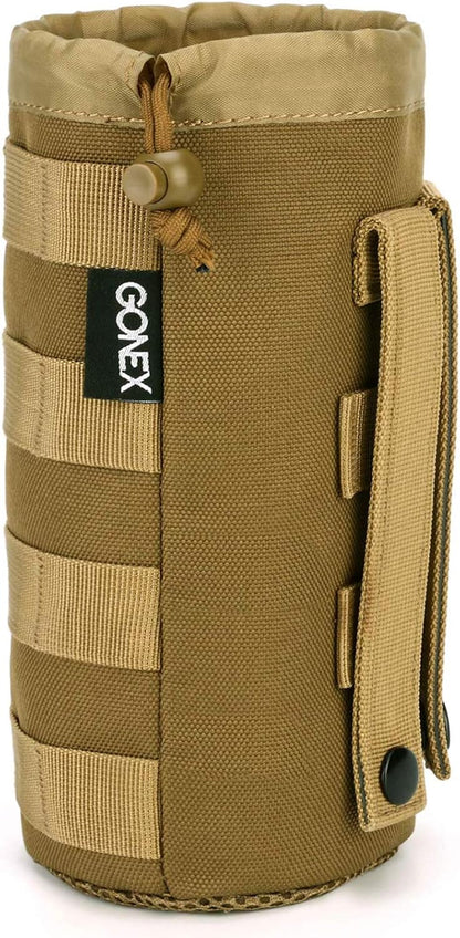 Gonex Tactical MOLLE Water Bottle Pouch, Drawstring Open Top & Mesh Bottom Travel Water Bottle Bag Hydration Carrier