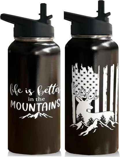 32oz Pickleball Water Bottle Insulated Vacuum Stainless Steel Tumbler Travel Mugs With Straw for Game Sport,Pickleball Accessories