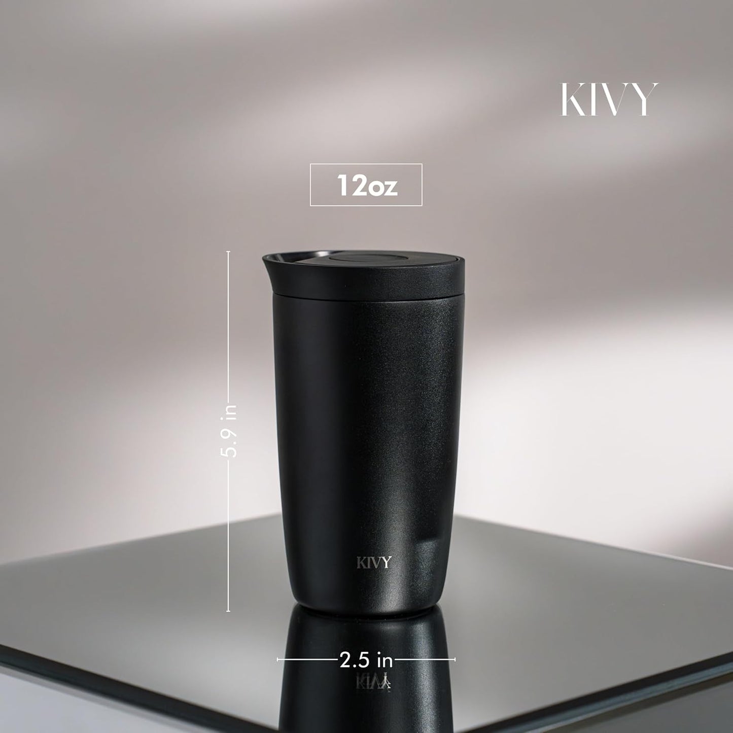 KIVY Travel Coffee Mug Tumbler [24h Cold | 6h Hot] Insulated Coffee Tumbler Stainless Steel - Leak Proof Coffee Travel Mug - 12oz Insulated cup to go for hot & cold drinks - Cups for Women & Men