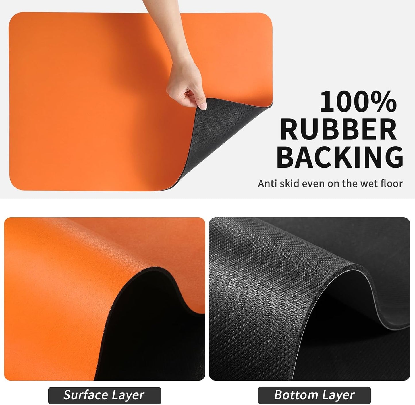 HotLive Dish Drying Mat for Kitchen Counter, Heat Resistant Drainer Mats with Non-slip Rubber Backed, Hide Stain Kitchen Super Absorbent Draining Mat, Easy to Clean Dish Rack Pad, Dark Grey 16"x18"