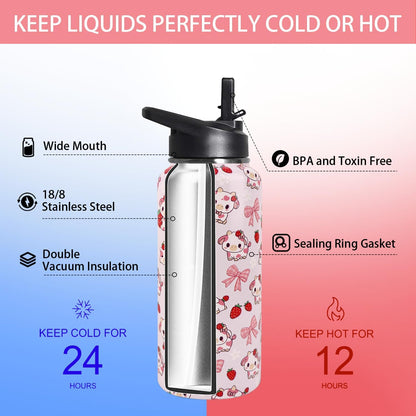 32 oz Pickleball Insulated Water Bottle with Straw - Pickleball Gym Hiking Sports Coffee Mug | Perfect Pickleball Gifts for Women, Pickleball Decor Accessories