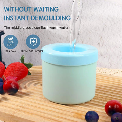 Small Ice Maker Cup, Cylinder Silicone Ice Cube Molds, Mini Ice Maker Cube Tray, Decompress Ice Lattice Ice Cube Trays for freezer, 60 Ice Cubes, Easy-Release 2Pcs