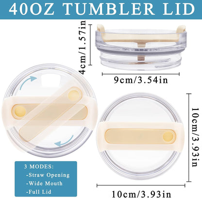 40oz Tumbler Lid Compatible for Stanley, 2 Pack Replacement Tumbler Lids Fit for Stanley Quencher 2.0 Tumbler 40 OZ, with Straws and Cleaning Brush (Orchid)