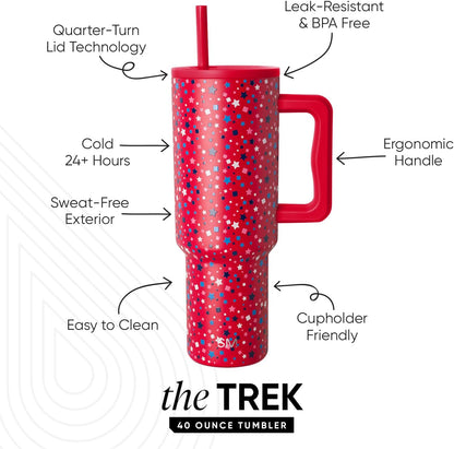 Simple Modern 40 oz Trek Tumbler with Handle and Straw Lid | Cup Holder Friendly Insulated Stainless Steel Travel Mug | Sea Glass Sage - Colors C