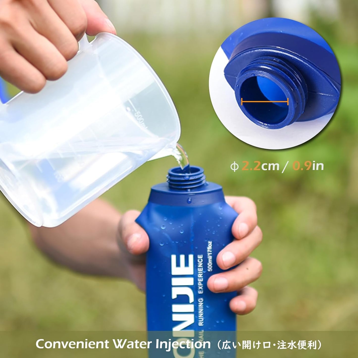 TRIWONDER Handheld Water Bottle for Running, Quick Grip Chill 17 oz Handheld Soft Water Bottle with Hand Strap Hydration Pack, BPA Sport Soft Flask (Blue)