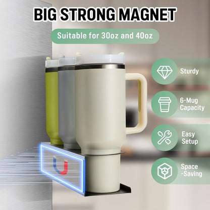 POLRAI 2 Pack Magnetic Stanley Cup Holder for Fridge, Water Bottle Organizer for Tumbler with Double Sided Tape Hold Stanley Cup Accessories for Kitchen Cabinet Wall