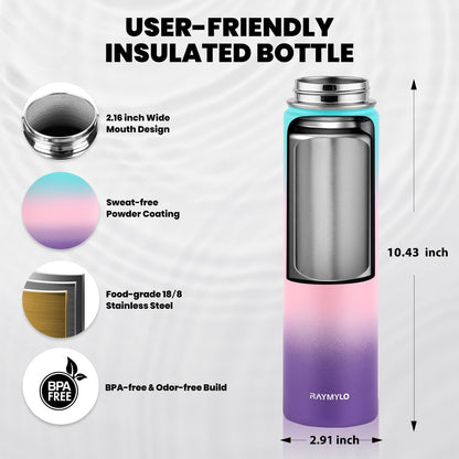 RAYMYLO One Gallon Water Bottle Insulated, Triple Walled Vacuum Stainless Steel (Cold for 48 Hrs), Leak Proof & Non-BPA, Large Water Flask Jug with Paracord Handle & Straw Spout Lids