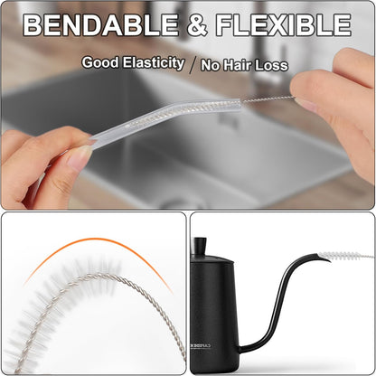 Straw Cleaner Brushes Sets, 12 Pieces 8.2 Inch Botthle Cleaning Brush and Nylon Tube Brush Brush Kit for Sippy Cup, Tumbler, Water Bottle, Drinking Straw (Black)