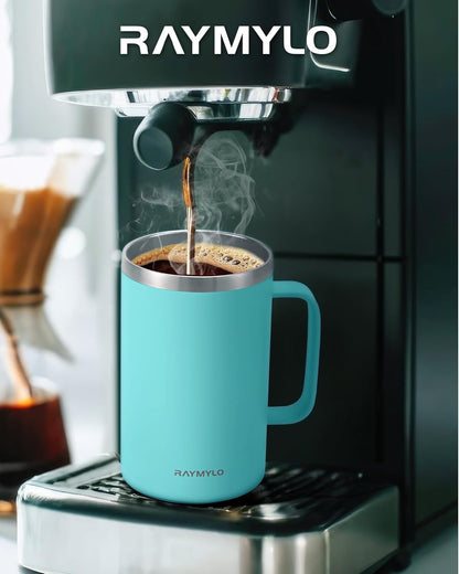 RAYMYLO Insulated Coffee Mug 12 oz, Double Wall Stainless Steel Coffee Mug with Lids, Leak-Proof & Detachable Slider Lid for Thorough Clean, Keeps Coffee Cold for 9 Hrs, Suitable for Camp Home Office