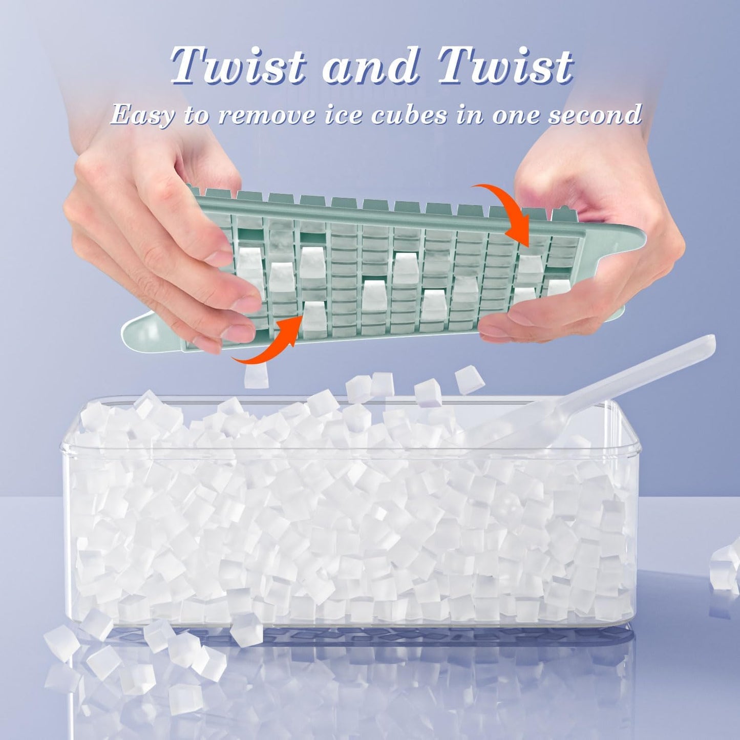 Mini Ice Cube Tray for Freezer: GGUW Nugget Ice Cube Tray with Bin - Crushed Ice Tray Making 4×117 PCS Icecube - Easy Release Iced Maker Trays