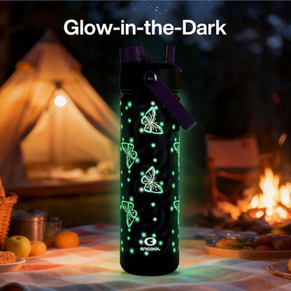 ENCOOL Insulated Water Bottle with Straw Stainless Steel Water Bottle, Leak-Proof, BPA-Free, Double Wall Vacuum Keeps Cold for 24 Hours for Sports, Travel, School (26 oz, Cotton Candy) - Colors B