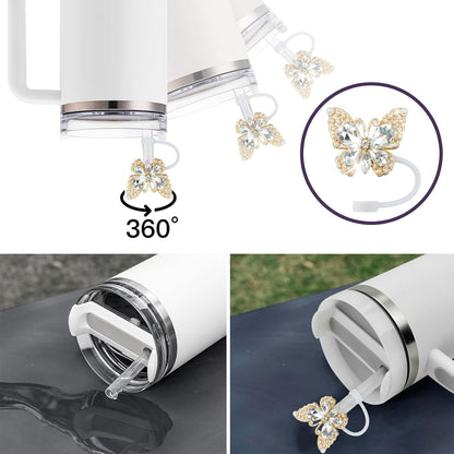 Cute Straw Cover Cap for Stanley Cup Accessories,Bling Straw Toppers for Stanley Tumbler 40&30 oz,Reusable Straws Tips Protectors Compatible with 10mm Straws