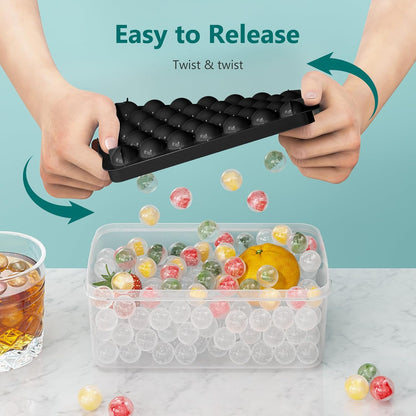 Optish 3 Pack Ice Trays for Freezer, 99 PCS Ice Cube Tray with Lid and Bin, Round Ice Cube Mold, Circle Ice Maker for Chilling Drinks (0.8 inch, Pink)