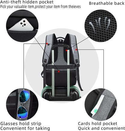 DUSLANG 17 Inch Laptop Backpack for Travel Water Resistant College Backpack for Men/Women Laptop Bag with USB Charging Port,Black - Colors B