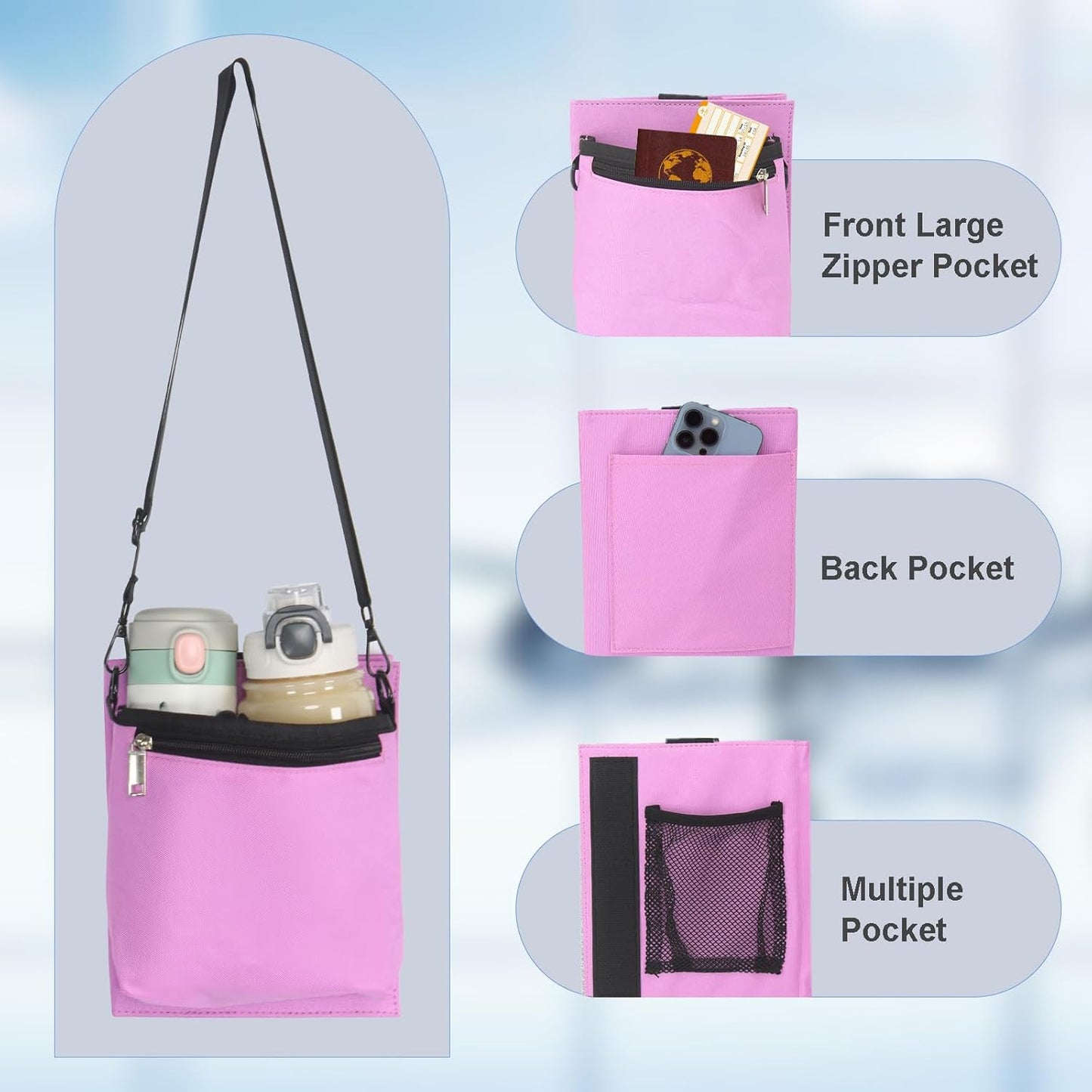 Luggage Travel Cup Holder with Luggage Straps Free Hand Drink Caddy Beverage Holder Travel Accessories Gift for Flight Attendants Businessmen Travelers Fits Roll on Suitcase Handles Black