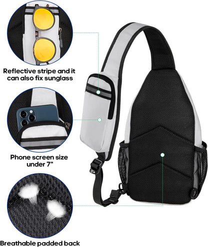 WATERFLY Crossbody Sling Backpack Sling Bag Travel Hiking Chest Bag Daypack (Black)