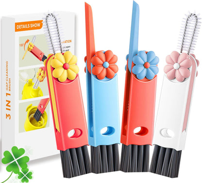 3 in 1 Cup Lid Cleaning Brush, Portable Water Bottle Brush, Multifunctional Bottle Cleaner Brush Set for Tight Spaces, Bottle Gaps, Tumblers, Travel Mug Caps(3 PCS)