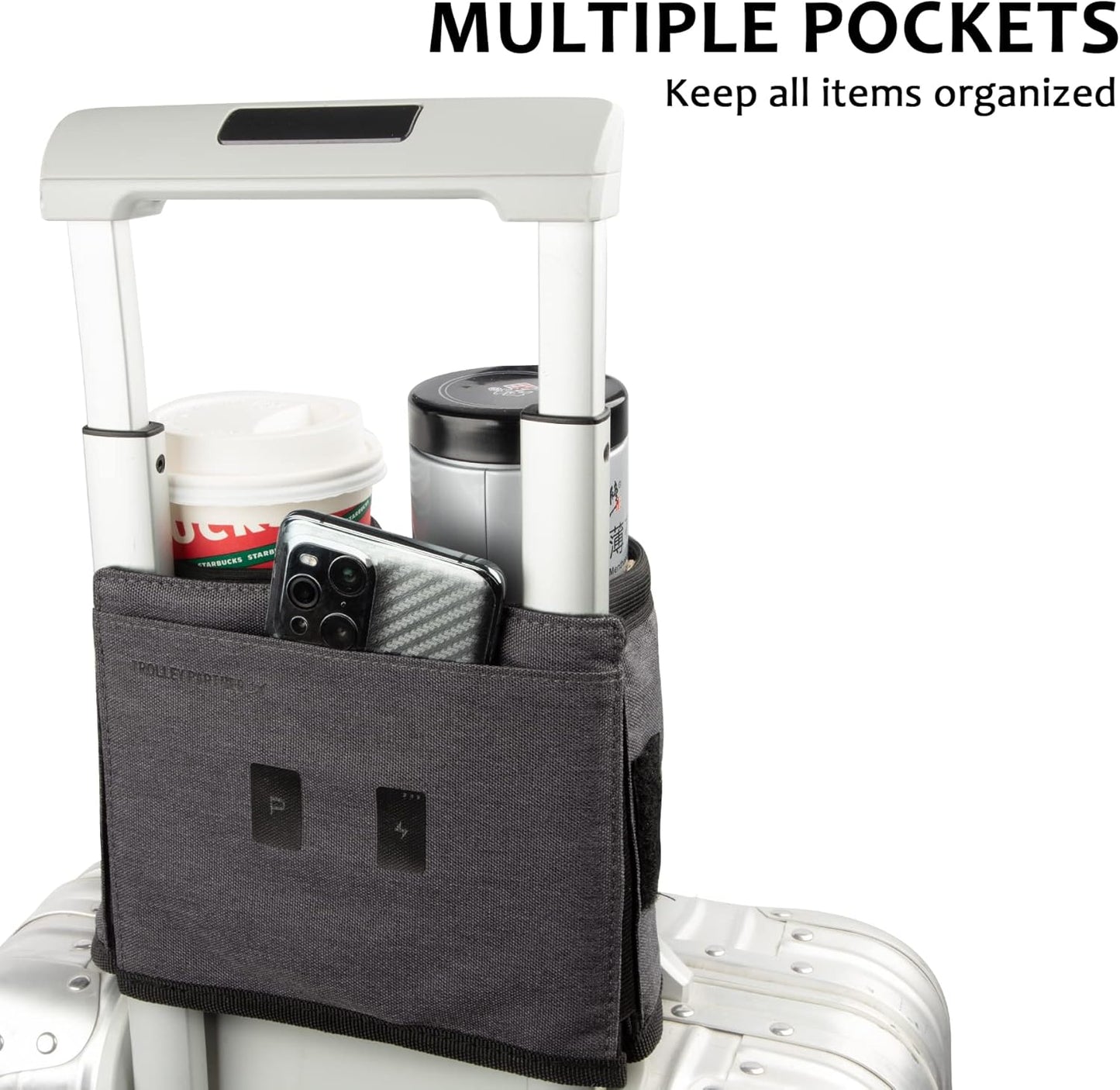 riemot Luggage Travel Cup Holder Free Hand Drink Caddy - Hold Two Coffee Mugs - Fits Roll on Most Suitcase Handles - Gifts for Flight Attendants &Frequent Travelers Accessories Black