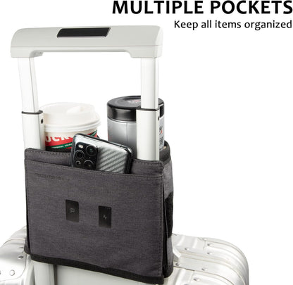 riemot Luggage Travel Cup Holder Free Hand Drink Caddy - Hold Two Coffee Mugs - Fits Roll on Most Suitcase Handles - Gifts for Flight Attendants &Frequent Travelers Accessories Black