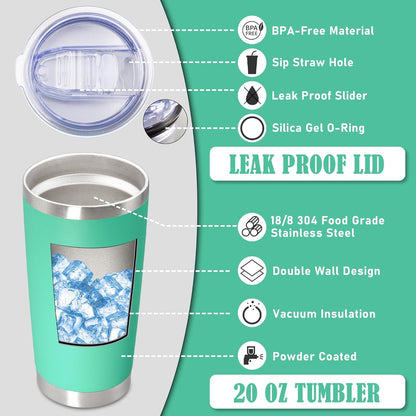20 oz Tumbler Coffee Travel Tumblers Bulk with Lid Stainless Steel Double Wall Vacuum Insulated Mug Powder Coated Cups fit Car Cupholder for Hot and Cold - Stainless Steel, 4Pack