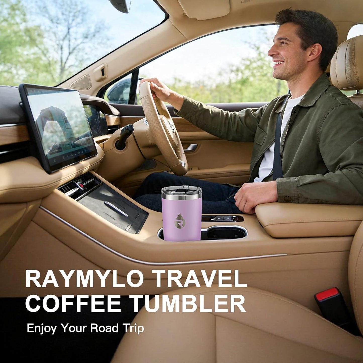 RAYMYLO Insulated Travel Coffee Tumbler 20oz, Detachable & Spill-Proof Slider Lid for Thorough Clean, Stainless Steel Reusable Coffee Mug with Lid Fits Most Car Cup Holder & BPA Free