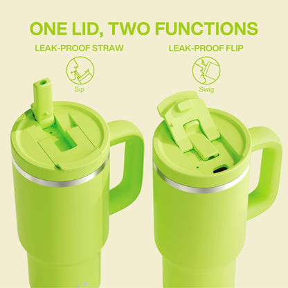 40 oz Tumbler with Handle and Straw: Stainless Steel Insulated Tumbler Keeps Cold for 24 Hours, Leakproof Travel Cup Fits in Cup Holder and BPA-Free, Cotton Candy