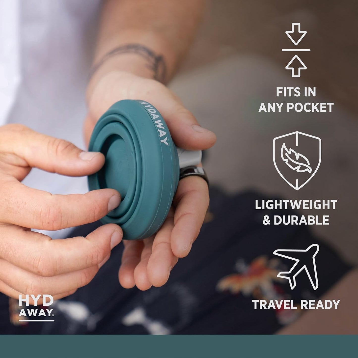 HYDAWAY 17oz Travel Collapsible Water Bottle - BPA-Free, Leakproof, Lightweight, Space-Saving