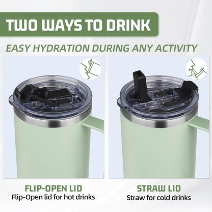 20 oz Tumbler with Handle, Stainless Steel Insulated Tumbler with Lid and Straw, Double Wall Vacuum Coffee Mug Tumbler, Insulated Coffee Thermal Cup for Cold and Hot (Light Purple)
