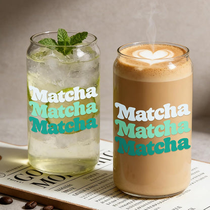 Mason Life Matcha Cup, 18 OZ Cute Glass with Lid and Straw, Matcha Drinking Cup Beer Can Glass for Valentines Day Gift Iced Coffee Smoothie Cocktail Milk Mother's Gifts