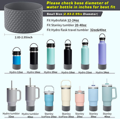 WUQID Water Bottle Boot, Diamond Silicone Boot Compatible with Stanleyy Tumbler 20-40oz & Hydroo Flask Bottle 12oz-24oz, Reduces Dents Sleeve Cover for More Bottles/Tumblers Bottom of 2.83-2.95in