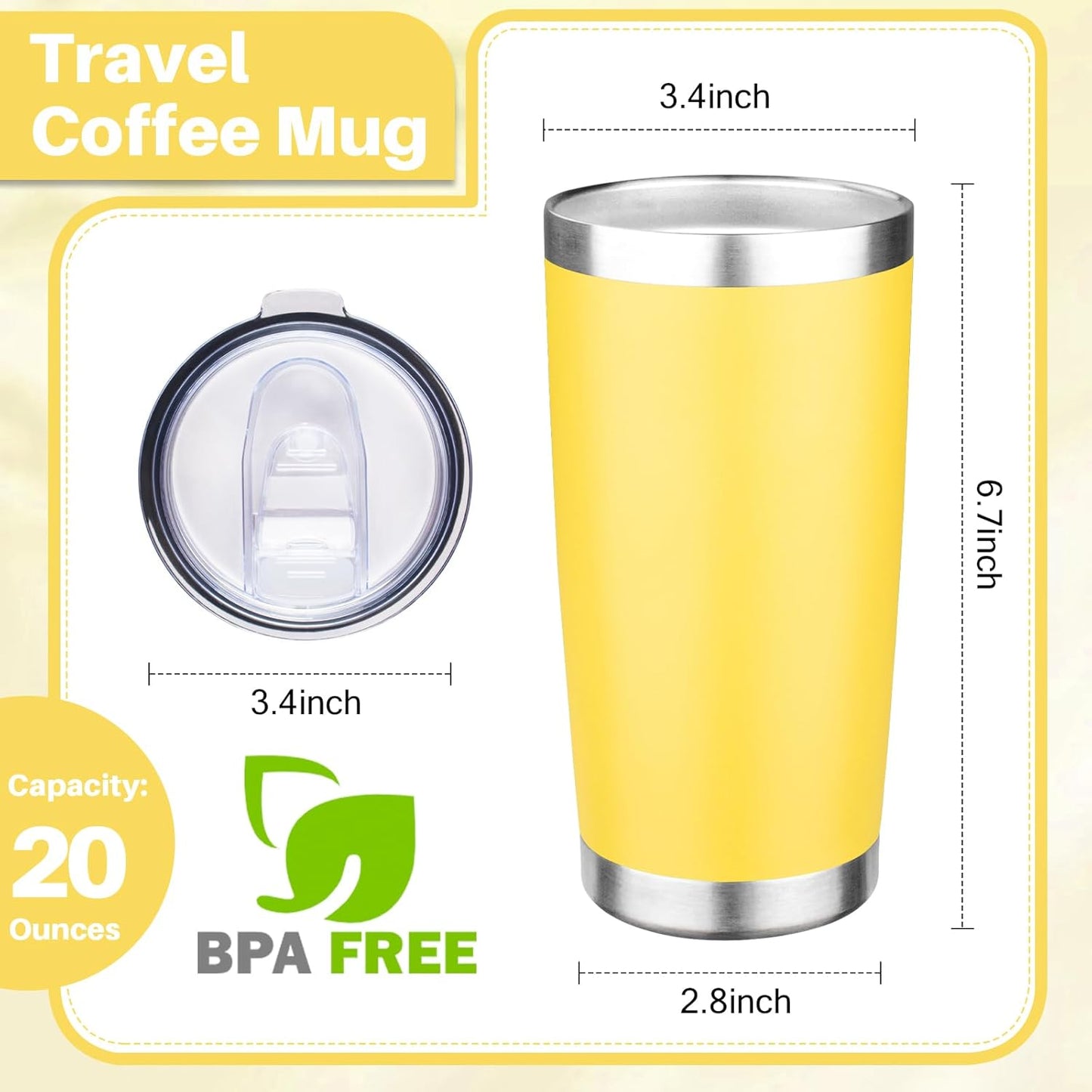 20oz Tumbler with Lid Double Wall Vacuum Insulated Travel Coffee Mug Stainless Steel Thermal Cup Powder Coated Sturdy Coffee Tumbler for Hot and Cold Beverage (Baby blue,1)